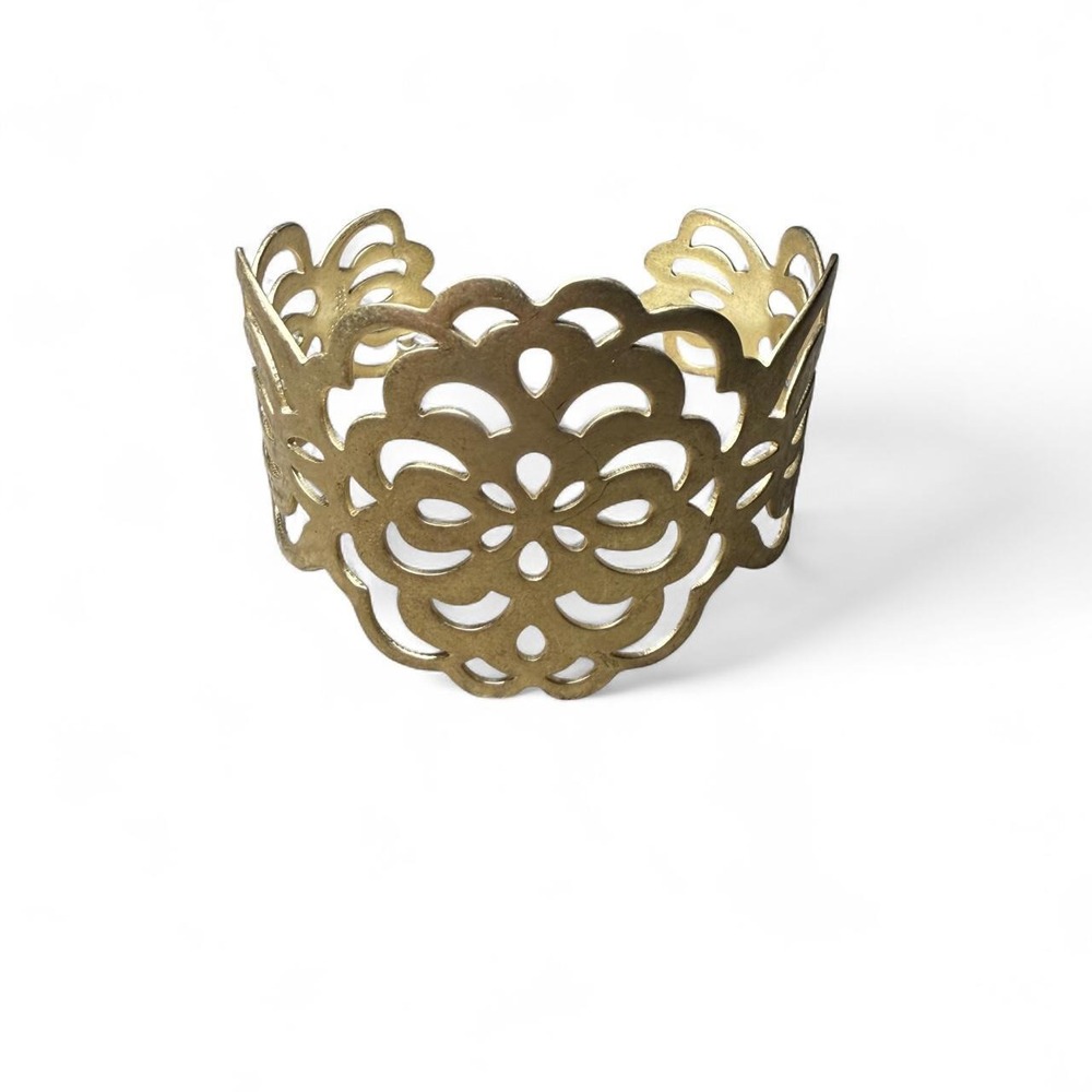 Lia Sophia Gold Floral Cutout Cuff Bracelet